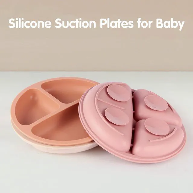 Alt view image 5 of 7 - Toddler Plates, 3 Pack Divided Suction Plates for Baby, Food Grade Silicone Baby Plates, BPA Free, Non-slip, Baby Led Weaning Supplies, Microwave & Dishwasher Safe