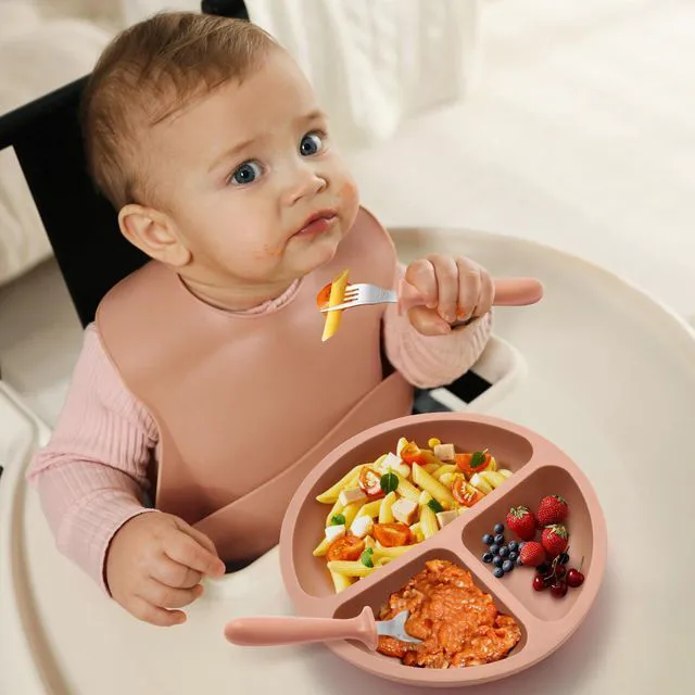 Alt view image 6 of 7 - Toddler Plates, 3 Pack Divided Suction Plates for Baby, Food Grade Silicone Baby Plates, BPA Free, Non-slip, Baby Led Weaning Supplies, Microwave & Dishwasher Safe