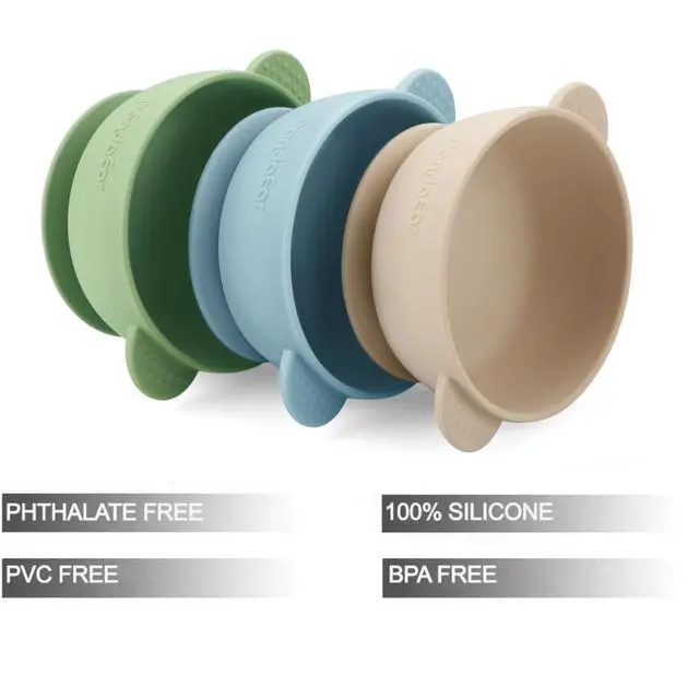 Alt view image 3 of 7 - 3 Pack Baby Bowls with Suction| Stay Put Silicone Food Bowl for Babies Kids Toddlers Infants| Food Grade Soft Safe BPA-Free Silicone (Multi-Color)