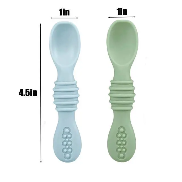 Alt view image 4 of 7 - 2 Pack Stainless Steel Baby Suction Plates & 2 Pack Spoons, Toddler Utensils Baby Feeding Set, Divided Plates for Baby Led Weaning Supplies, BPA-Free (Blue/Green)