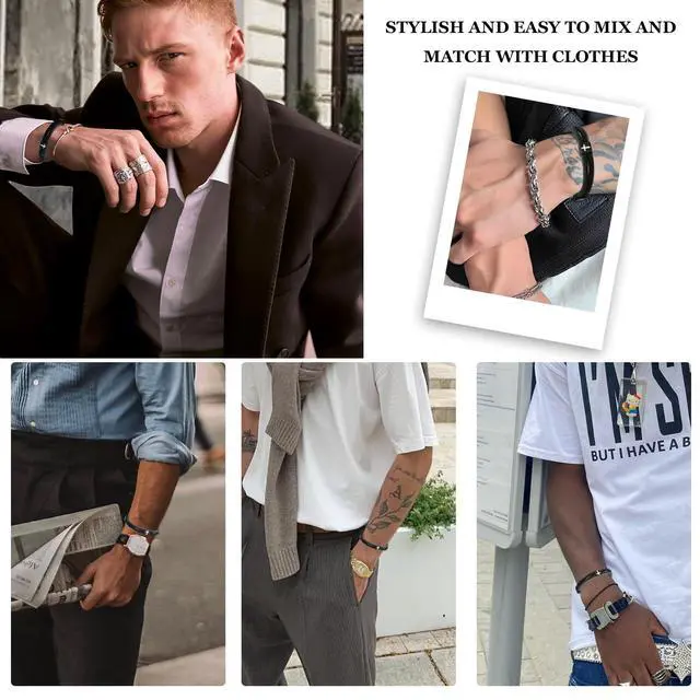 Alt view image 5 of 6 - 4Pcs WWJD Bracelets, Cross Bracelet for Men, Adjustable Braided Christian Bracelet for Men. Fashion Jesus Bracelets. Christian Gifts for men