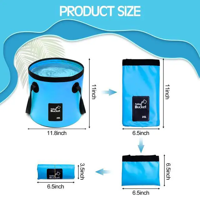 Alt view image 2 of 7 - 3 Pcs 5 Gallon Bucket Collapsible Foldable Bucket with Handle for Beach Camping Fishing to Hold Water Folding Container Carry Bag Portable Fold up Lightweight(Blue, Orange, Black)