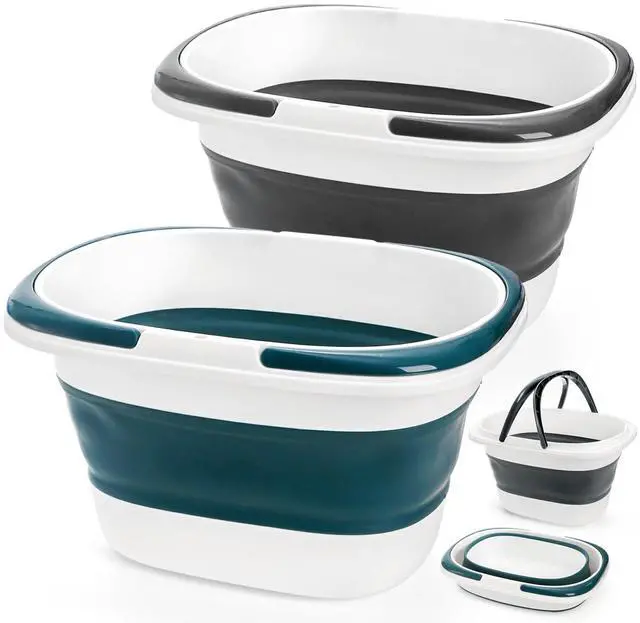 Main image of 2 Pack 16L/4.2 Gallon Collapsible Plastic Bucket, Foldable Mop Bucket Laundry Basket with Handle, Portable Water Pail Space-Saving Bucket for House Cleaning, Car Washing, Fishing, Camping