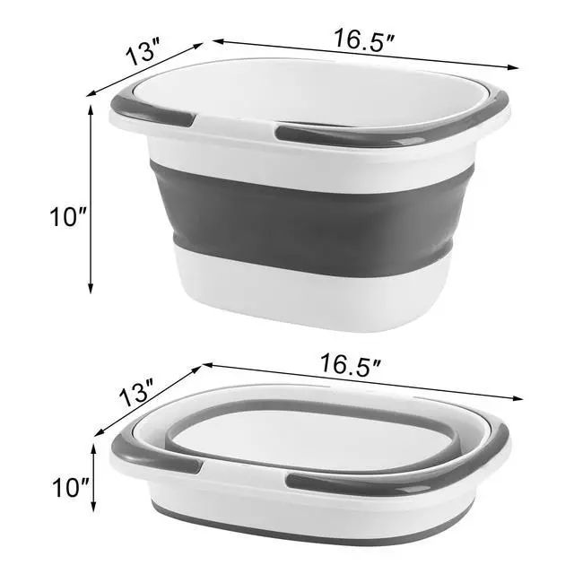 Alt view image 2 of 7 - 2 Pack 16L/4.2 Gallon Collapsible Plastic Bucket, Foldable Mop Bucket Laundry Basket with Handle, Portable Water Pail Space-Saving Bucket for House Cleaning, Car Washing, Fishing, Camping