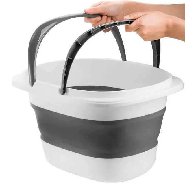 Alt view image 4 of 7 - 2 Pack 16L/4.2 Gallon Collapsible Plastic Bucket, Foldable Mop Bucket Laundry Basket with Handle, Portable Water Pail Space-Saving Bucket for House Cleaning, Car Washing, Fishing, Camping