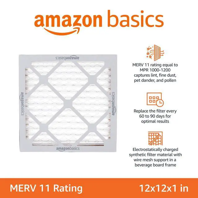 Alt view image 2 of 4 - 12x12x1 Air Filter 6-Pack, MERV 11 AC Furnace Filters, Dust, Pet, Allergy Control, Removes Pollen and Lint (Actual Size: 11.75" x 11.75" x 0.75")