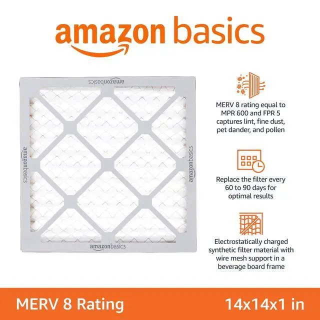 Alt view image 2 of 4 - 14x14x1 Air Filter, MERV 8 AC Furnace Filters, Allergy Control, Electrostatic, Air Cleaning, 6-Pack (Actual Size: 13.75" x 13.75" x 0.75")