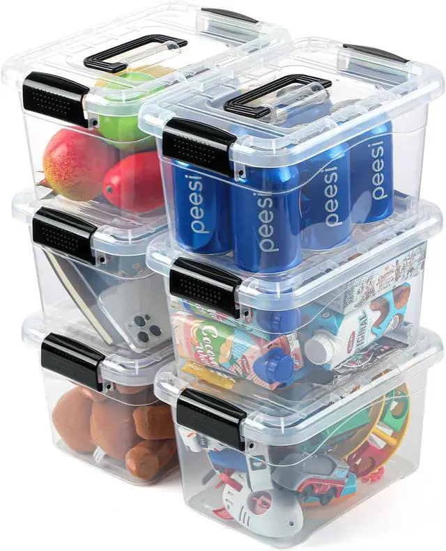 Main image of Plastic Storage Bins with Lids 6 Packs, 7 Quart Storage Organizer Bins with Buckle-Up Latches and Handle, Stackable Storage Containers for Home Pantry Office Classroom Organization, Clear
