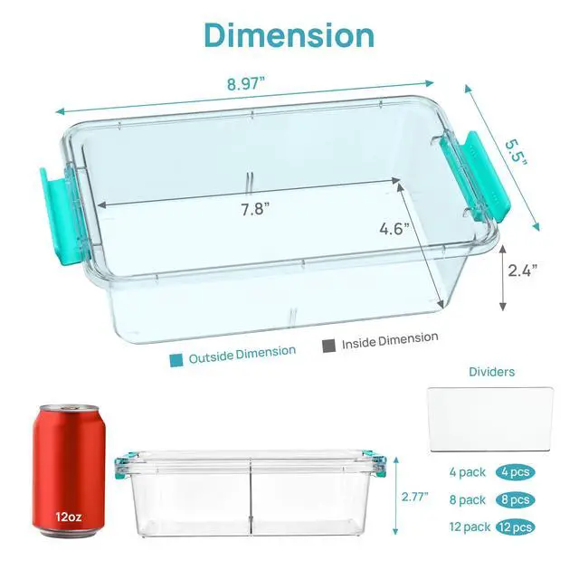 Alt view image 2 of 7 - 8 Pack Clear Pencil Box with Removable Divider, BPA-Free Plastic Storage Containers for Pens, Pencils, Crayons, Markers, Craft Supplies and Small Items