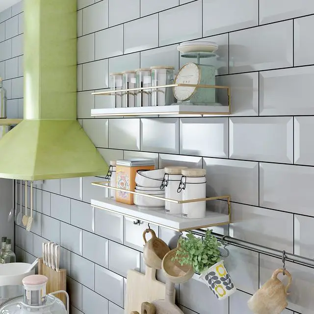 Alt view image 3 of 7 - White Floating Shelves - Set of 2, Wall Mounted Hanging Shelves with Golden Towel Rack, Decorative Storage Shelves for Bathroom, Kitchen, Living Room & Bedroom (White Gold, 15.7 Inches)