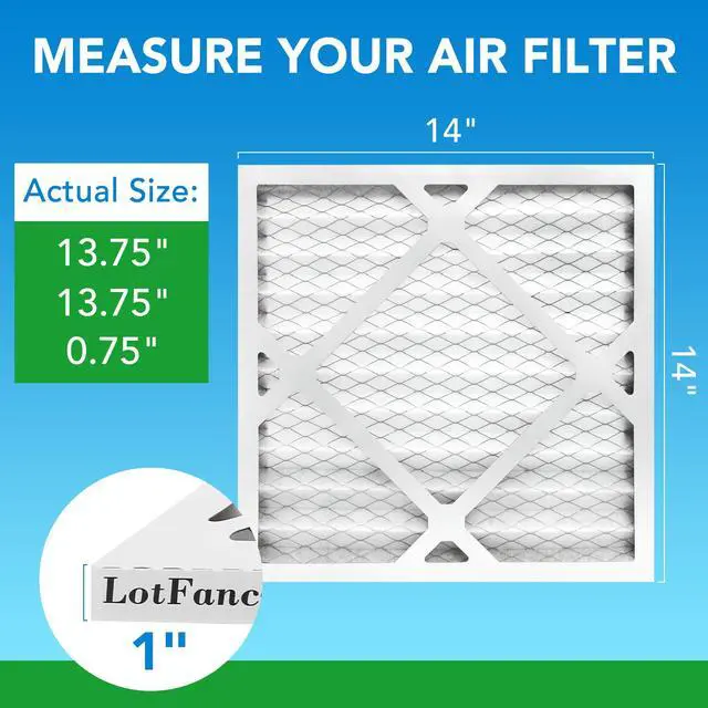 Alt view image 2 of 7 - 14x14x1 Air Filter MERV 8 4-Pack, Electrostatic Pleated Furnace & AC Filter, Captures Dust, Pet Hair, Pollen, Actual Size: 13.75"x13.75"x0.75"