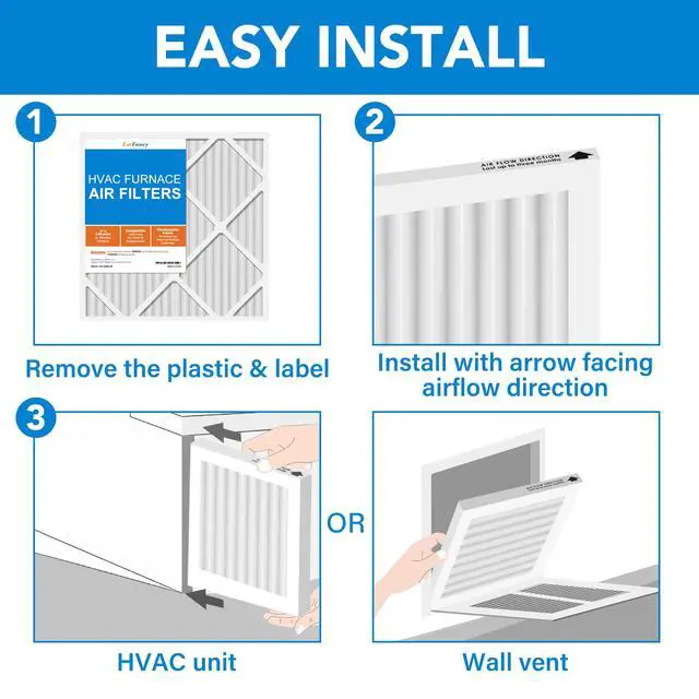 Alt view image 6 of 7 - 14x14x1 Air Filter MERV 8 4-Pack, Electrostatic Pleated Furnace & AC Filter, Captures Dust, Pet Hair, Pollen, Actual Size: 13.75"x13.75"x0.75"