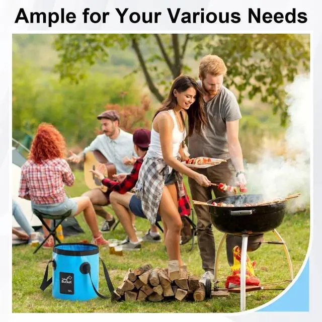 Alt view image 5 of 7 - 3 Gallon 3 Pack Collapsible Bucket, Foldable Water Bucket with Handles, Portable Camping Buckets for Fishing, Hiking, Cleaning, Outdoor & Travel Use (Multicolor)