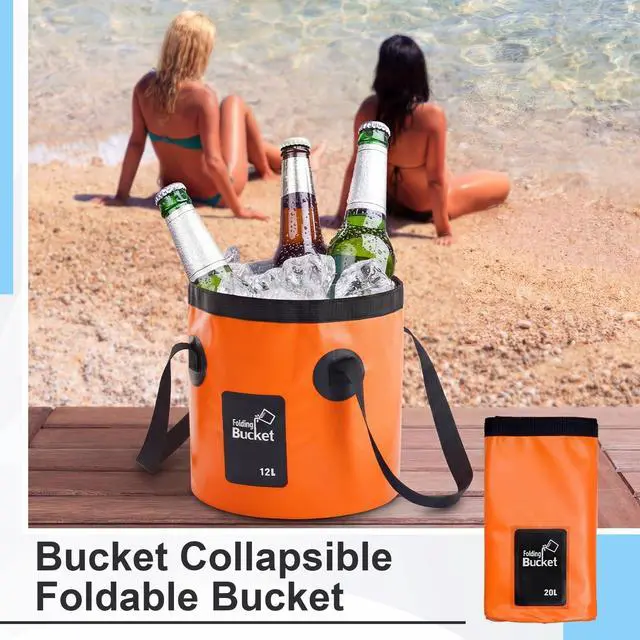 Alt view image 6 of 7 - 3 Gallon 3 Pack Collapsible Bucket, Foldable Water Bucket with Handles, Portable Camping Buckets for Fishing, Hiking, Cleaning, Outdoor & Travel Use (Multicolor)