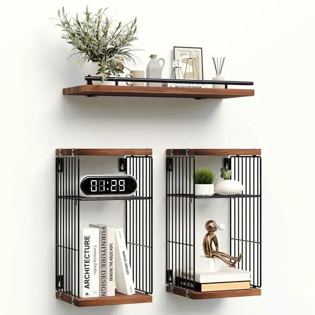Alt view image 7 of 7 - Floating Shelves for Bathroom,Over Toilet Storage & Wall Organization, Toilet Paper Holder,Rustic Farmhouse Decor 3 Piece Set