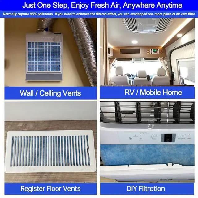 Alt view image 5 of 6 - Air Vent Filters,20''x90''Cut to Fit Air Filter Material (80+Filters),MERV 8 Electrostatic Air Vent Filter for Home Floor, Grilles, Ceiling, HVAC Furnace Vents, With 48PCs Adhesive Hook Tape