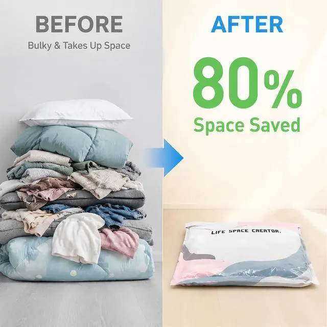 Alt view image 4 of 7 - No Pump Vacuum Storage Bags Large Cube Compression Storage Bags for Clothes, Comforters & Bedding, Space Saver Press & Seal Bags for Closet, Travel & Off-Season Storage (1 Pack)