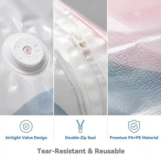 Alt view image 5 of 7 - No Pump Vacuum Storage Bags Large Cube Compression Storage Bags for Clothes, Comforters & Bedding, Space Saver Press & Seal Bags for Closet, Travel & Off-Season Storage (1 Pack)