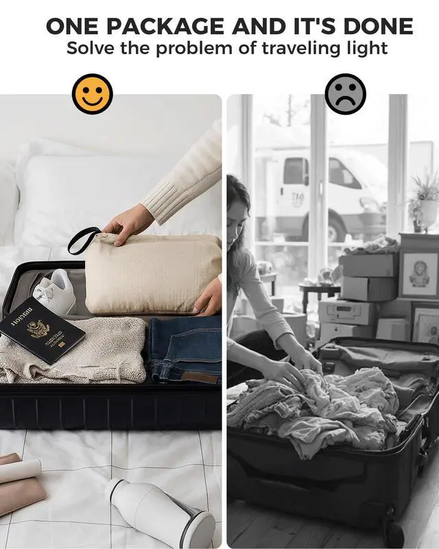 Alt view image 5 of 7 - Travel Laundry Bag, Pump Free Vacuum Storage Bag Reusable Compression Dirty Clothes Travel Bag Waterproof Wet Dry Bags Large Capacity Space Saver Bags Camp Clothes Organizer (1 Pcs)(Gray, L)
