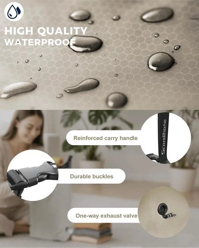 Alt view image 6 of 7 - Travel Laundry Bag, Pump Free Vacuum Storage Bag Reusable Compression Dirty Clothes Travel Bag Waterproof Wet Dry Bags Large Capacity Space Saver Bags Camp Clothes Organizer (1 Pcs)(Gray, L)