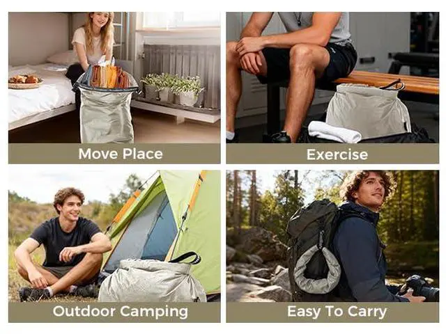Alt view image 7 of 7 - Travel Laundry Bag, Pump Free Vacuum Storage Bag Reusable Compression Dirty Clothes Travel Bag Waterproof Wet Dry Bags Large Capacity Space Saver Bags Camp Clothes Organizer (1 Pcs)(Gray, L)