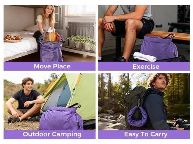 Alt view image 7 of 7 - Travel Laundry Bag, Pump Free Vacuum Storage Bag Reusable Compression Dirty Clothes Travel Bag Waterproof Wet Dry Bags Large Capacity Space Saver Bags Camp Clothes Organizer (1 Pcs)(Purple, L)