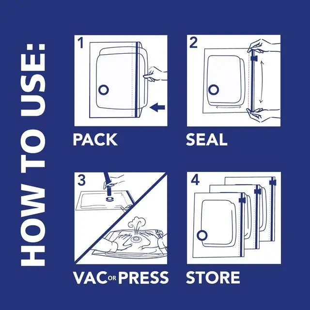 Alt view image 4 of 7 - Vacuum Bags for Clothes 4 Pack, Space Saving Large Vacuum Storage Bags (34 X 22 Inches) Compression Seal for Bedding, Travel Pump Included (4 Large Heavy Duty)