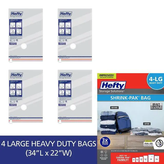 Alt view image 3 of 7 - Vacuum Bags for Clothes 4 Pack, Space Saving Large Vacuum Storage Bags (34 X 22 Inches) Compression Seal for Bedding, Travel Pump Included (4 Large Heavy Duty)