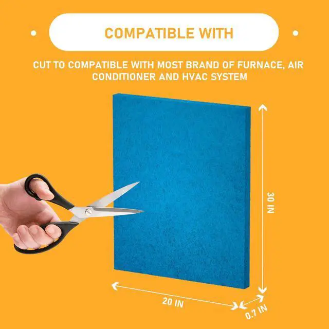 Alt view image 3 of 7 - 20x30x1 Reusable Air Filter Cut To Compatible with Furnace & Air Conditioner Washable Reusable High Air Flow Polyester Fiber Filter Media, 2 Pack (20" x 30" x 0.7" actual)