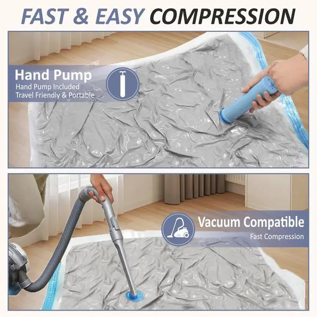 Alt view image 5 of 7 - Vacuum Storage Bags, 80% Compression Vacuum Seal Space Saver Plastic Packaging Bags for Clothes, Blankets, Pillow, Bedding, Comforters, Sealer Clothing Storage,4 XXL Jumbo