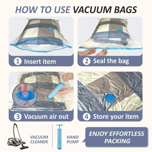 Alt view image 6 of 7 - Vacuum Storage Bags, 80% Compression Vacuum Seal Space Saver Plastic Packaging Bags for Clothes, Blankets, Pillow, Bedding, Comforters, Sealer Clothing Storage,4 XXL Jumbo