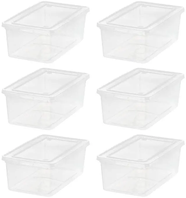Main image of 6 Qt Storage Bins with Lids, 6-Pack Clear Plastic Storage Containers, Stackable Organization Boxes for Shoes, Crafts, Classroom Supplies & Household Storage