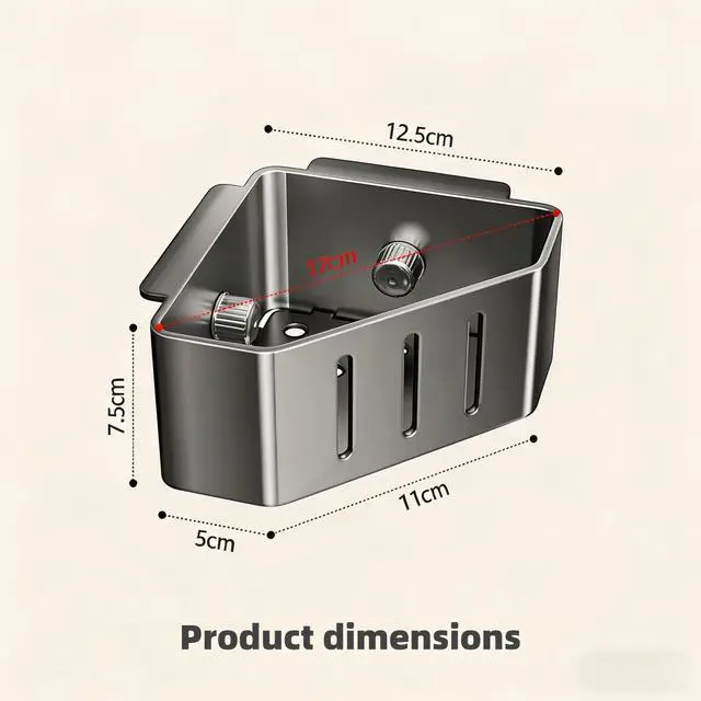 Alt view image 5 of 6 - Sponge Holder for Kitchen Sink,Sink Caddy Organizer with Suction Cups,Strong Load-Bearing capacity Rustproof Triangle Kitchen Storage Rack for Right Angle Sink,Store Sponge,Soap, Stopper,Brush
