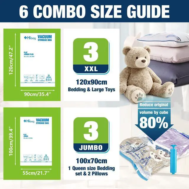 Alt view image 2 of 6 - Vacuum Storage Bags Jumbo and XXL, Extra Large Vacuum Seal Bags for Bedding Blankets Comforters Clothing (3J+3XXL)
