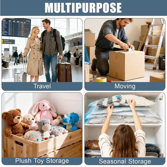 Alt view image 5 of 6 - 15 Jumbo Vacuum Storage Bags, Vacuum Seal Bags for Clothing Space Saver Compression Storage Bag with Hand Pump Extra Large for Clothing Travel Comforters Blankets Pillow Bedding Duvets Clothes