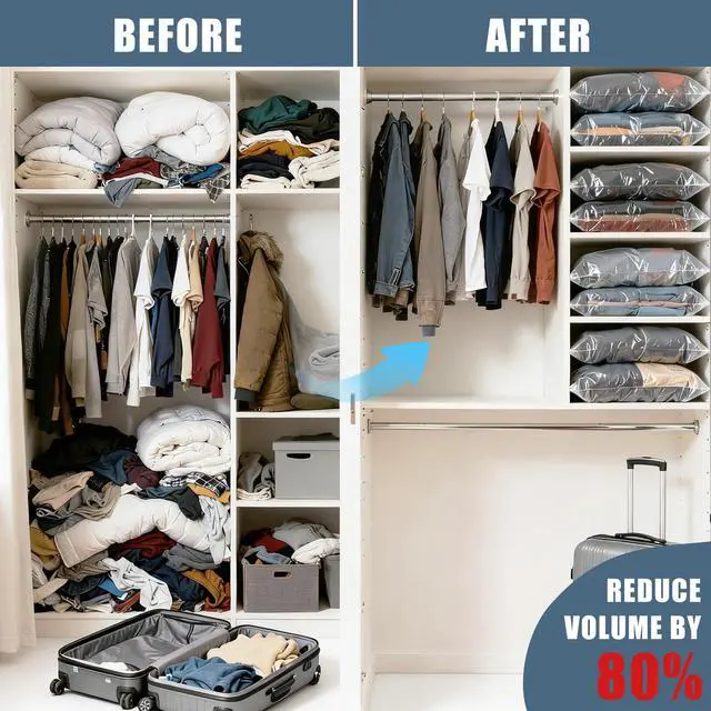 Alt view image 4 of 6 - 15 Jumbo Vacuum Storage Bags, Vacuum Seal Bags for Clothing Space Saver Compression Storage Bag with Hand Pump Extra Large for Clothing Travel Comforters Blankets Pillow Bedding Duvets Clothes