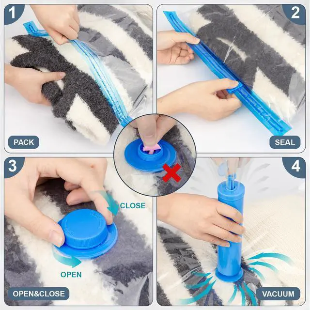 Alt view image 6 of 6 - 15 Jumbo Vacuum Storage Bags, Vacuum Seal Bags for Clothing Space Saver Compression Storage Bag with Hand Pump Extra Large for Clothing Travel Comforters Blankets Pillow Bedding Duvets Clothes