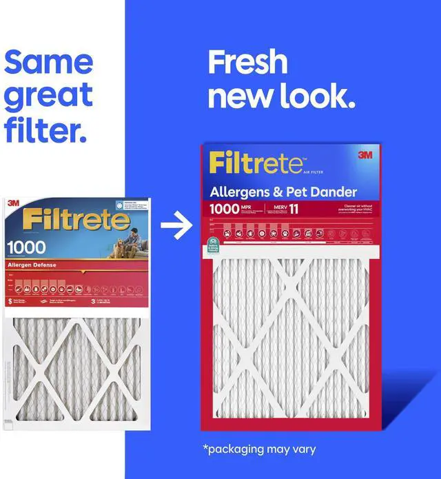 Alt view image 2 of 7 - 20x25x1 Air Filter, MERV 11, MPR 1000, Allergens & Pet Dander, 3-Month AC and Furnace Filters, Cleaner Air, Reliable Airflow, 2 HVAC Filters (Actual Size 19.68 x 24.68 x 0.81 in)