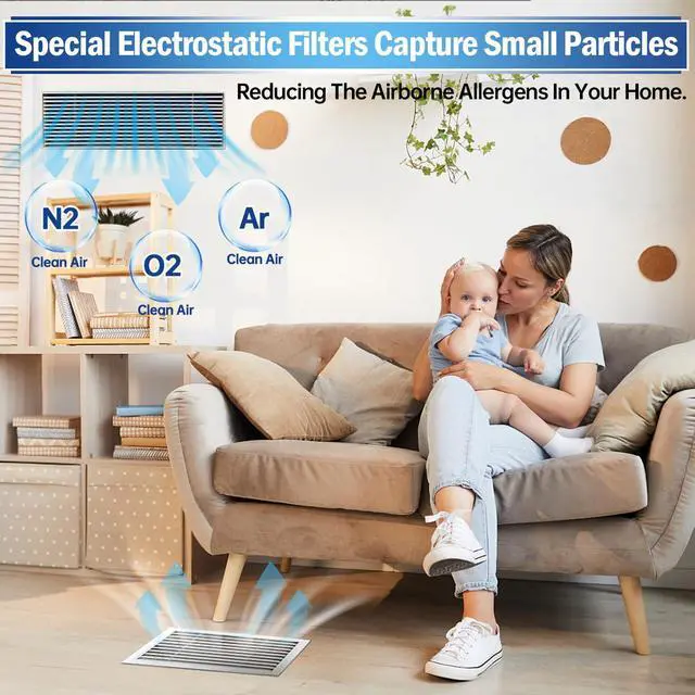 Alt view image 6 of 6 - Air Vent Filters, 120" x 12" Cut to Size Air Filter Material (50+ Filters), MERV 8 Triple Vent Filter Kit for Home Floor, Grilles, Ceiling, HVAC Furnace Vents, With 48PCs Adhesive Hook Tape