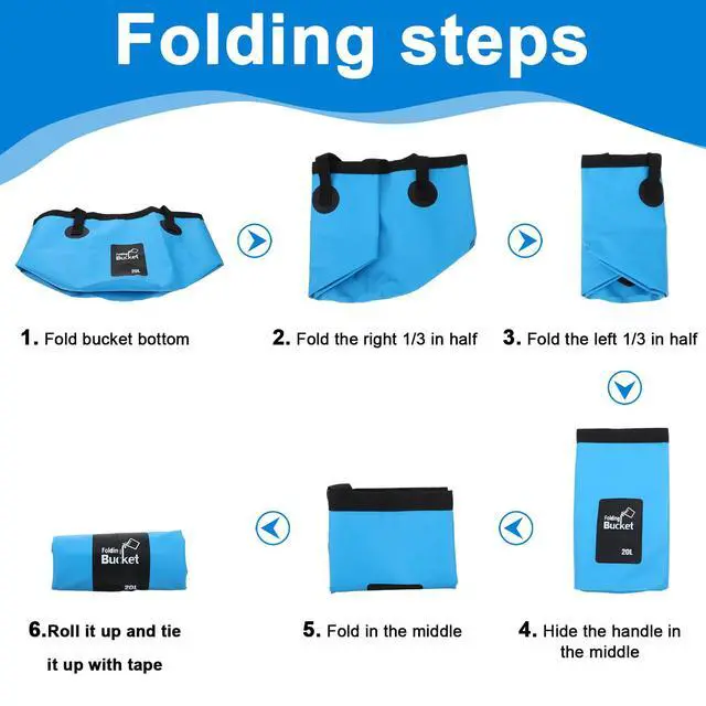 Alt view image 7 of 7 - 3 PCS 5 Gallon Collapsible Water Bucket, 20L Foldable PVC Bucket with Handles, Multiple Use Portable Fold up Lightweight Container Buckets PVC Folding 5 Gallon for Camping Fishing Outdoor