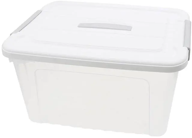 Main image of Plastic Bin with Lid, 1PCS Transparent Storage Box Office Container with Lids Platic Hangers Office Storage Bins Clothes Hangers Wardrobe Sundries Organizer
