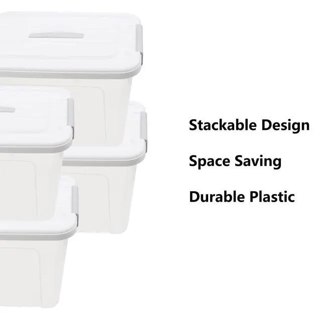 Alt view image 5 of 7 - Plastic Bin with Lid, 1PCS Transparent Storage Box Office Container with Lids Platic Hangers Office Storage Bins Clothes Hangers Wardrobe Sundries Organizer