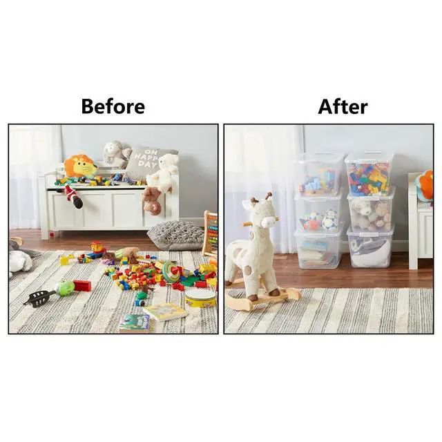 Alt view image 6 of 7 - Plastic Bin with Lid, 1PCS Transparent Storage Box Office Container with Lids Platic Hangers Office Storage Bins Clothes Hangers Wardrobe Sundries Organizer