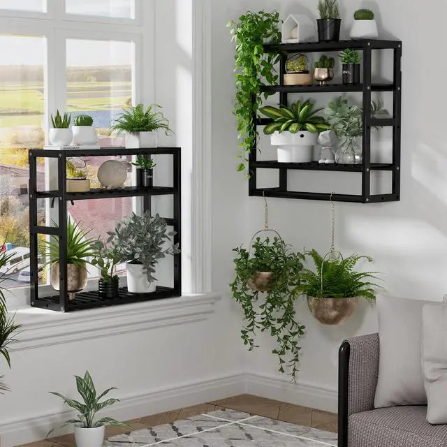 Alt view image 3 of 7 - Towel Rack Bathroom Storage Shelves Over The Toilet with Towel Bar 100% Bamboo Adjustable Height Floating Shelf Wall Shower Shelf for Small Space Bathroom Kitchen Multi Usage (Black-1Pack)