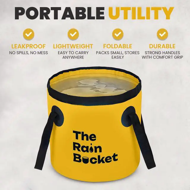 Alt view image 7 of 7 - 3-Piece Collapsible Bucket Set, 10L & 15L Waterproof PVC Buckets with 10L Water Bag & Faucet, Portable Leakproof Bucket for Camping, Fishing, Hiking, Car Wash & Gardening, Yellow