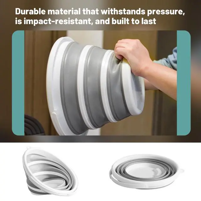 Alt view image 3 of 7 - Collapsible Water Bucket (10L / 2.6 Gal) Portable, Easy to Carry & Store, Ideal for Car Wash, Cleaning, Camping, Fishing and Outdoor Activities with Collapsible Handle Design