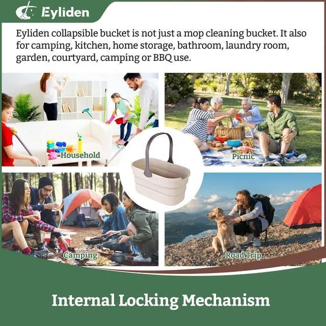 Alt view image 7 of 7 - Collapsible Bucket, Bucket for Cleaning Mop, 10L(2.6Gallon) Multiuse Foldable Water Pail, Portable Handy Basket for Cleaning Mop, Camping, Tailgating and More