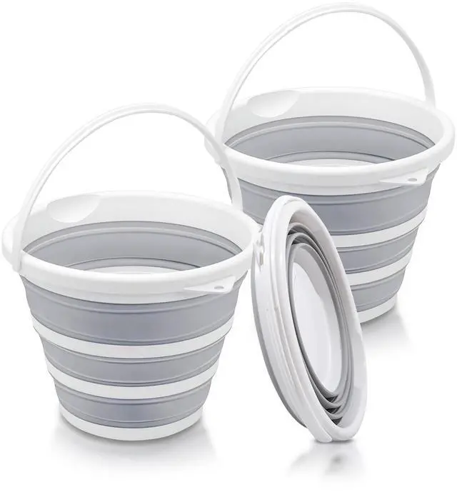 Main image of 2-Pack Collapsible Buckets - 2.6 Gallon (10L) Large Capacity, Essential for RV, Garden Cleaning, Car Washing, Camping, Fishing, Multi-Purpose Durable Portable Buckets, Easy Storage, Use Anywhere