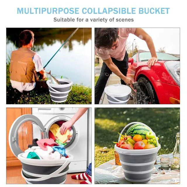 Alt view image 6 of 7 - 2-Pack Collapsible Buckets - 2.6 Gallon (10L) Large Capacity, Essential for RV, Garden Cleaning, Car Washing, Camping, Fishing, Multi-Purpose Durable Portable Buckets, Easy Storage, Use Anywhere
