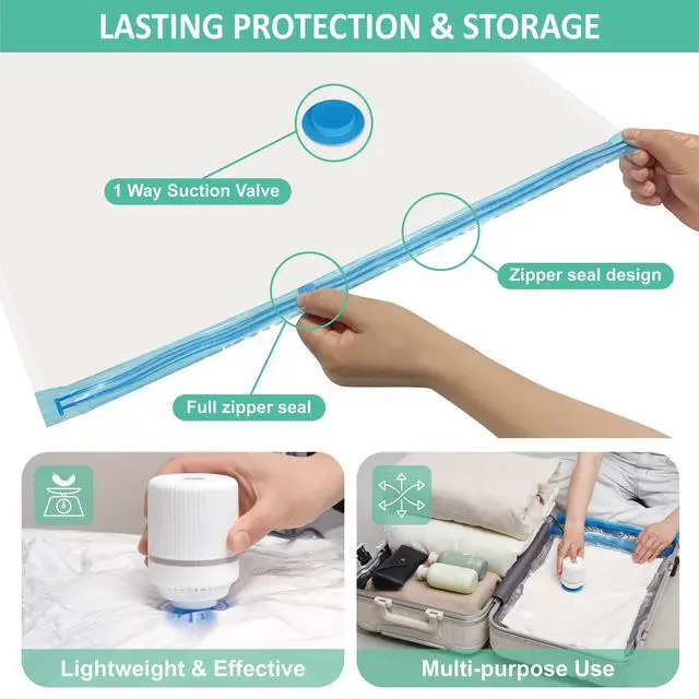 Alt view image 6 of 7 - 20 Pack Vacuum Storage Bags with Electric Pump, Vacuum Seal Bags for Clothing, Pillows, Blanket Bedding Comforters